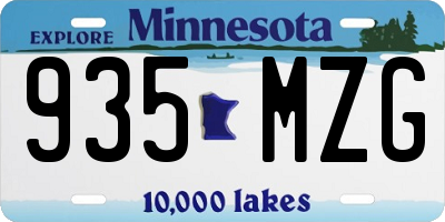 MN license plate 935MZG
