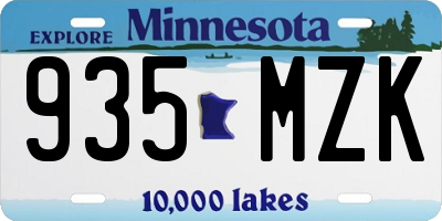 MN license plate 935MZK