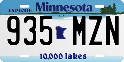 MN license plate 935MZN