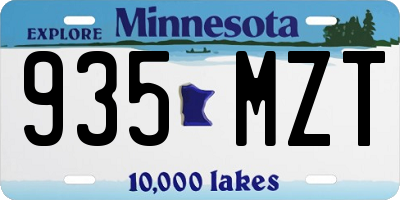 MN license plate 935MZT
