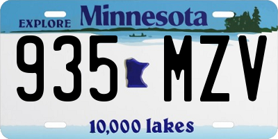 MN license plate 935MZV