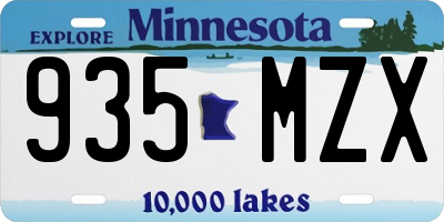 MN license plate 935MZX