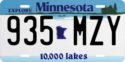 MN license plate 935MZY