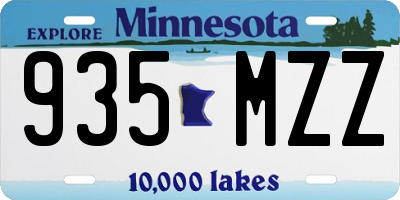 MN license plate 935MZZ