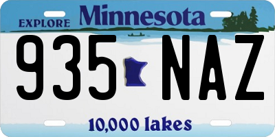 MN license plate 935NAZ