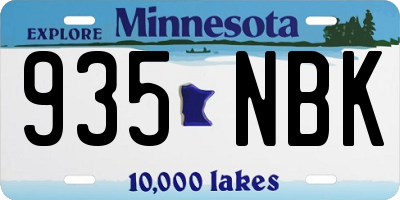 MN license plate 935NBK