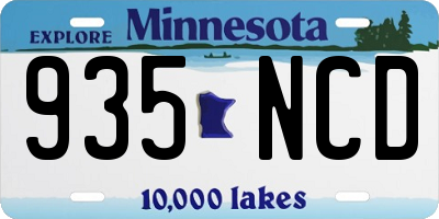 MN license plate 935NCD
