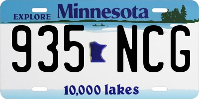 MN license plate 935NCG