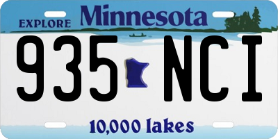 MN license plate 935NCI
