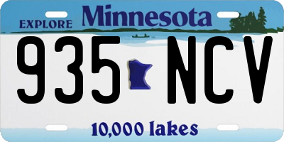 MN license plate 935NCV