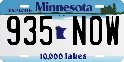 MN license plate 935NOW