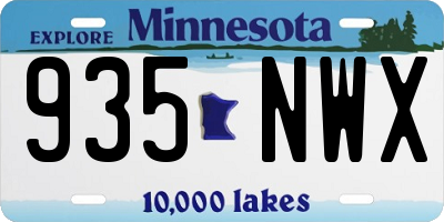 MN license plate 935NWX