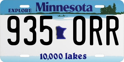 MN license plate 935ORR