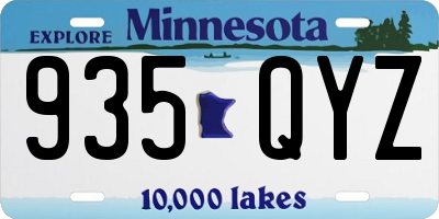 MN license plate 935QYZ