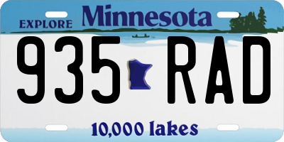 MN license plate 935RAD
