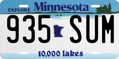 MN license plate 935SUM