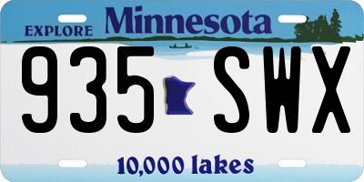 MN license plate 935SWX