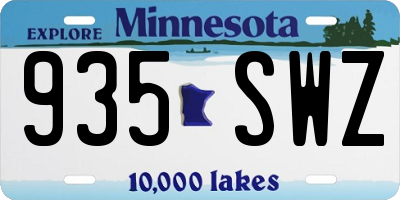 MN license plate 935SWZ