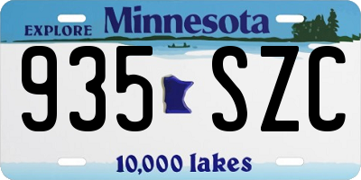 MN license plate 935SZC
