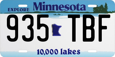 MN license plate 935TBF