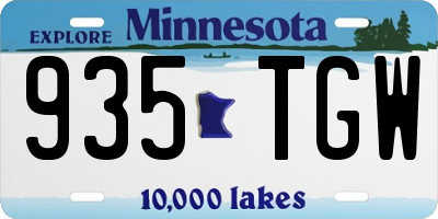 MN license plate 935TGW