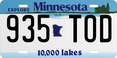 MN license plate 935TOD
