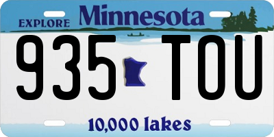 MN license plate 935TOU