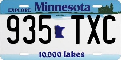 MN license plate 935TXC