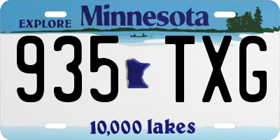 MN license plate 935TXG
