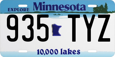MN license plate 935TYZ
