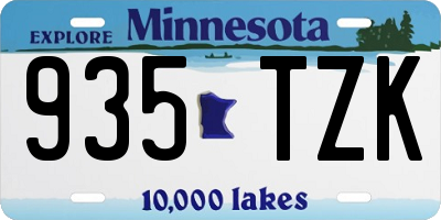 MN license plate 935TZK