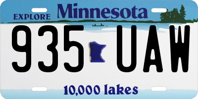 MN license plate 935UAW