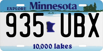 MN license plate 935UBX