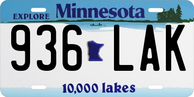 MN license plate 936LAK