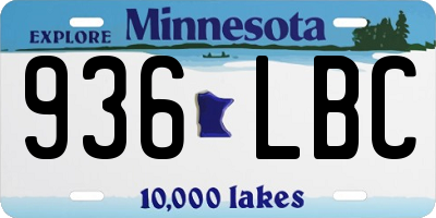 MN license plate 936LBC