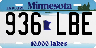 MN license plate 936LBE