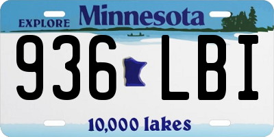 MN license plate 936LBI