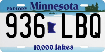 MN license plate 936LBQ