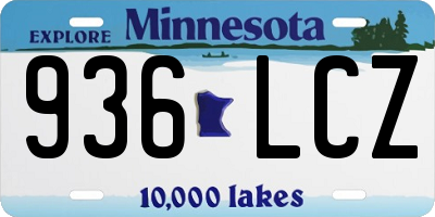 MN license plate 936LCZ
