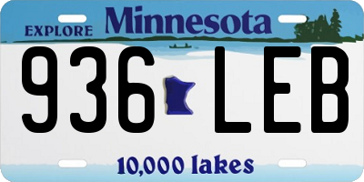 MN license plate 936LEB