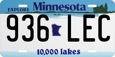 MN license plate 936LEC
