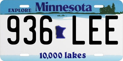 MN license plate 936LEE