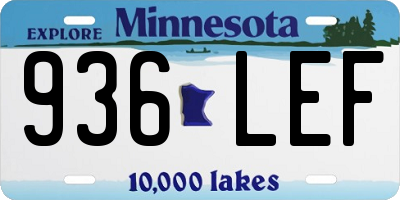 MN license plate 936LEF