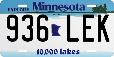 MN license plate 936LEK