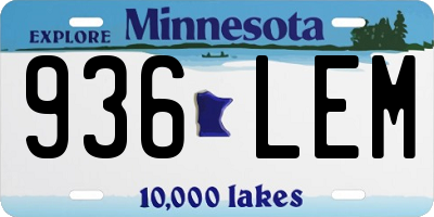 MN license plate 936LEM