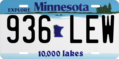 MN license plate 936LEW