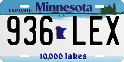 MN license plate 936LEX