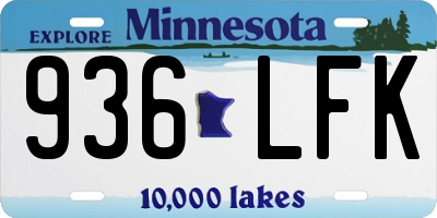 MN license plate 936LFK