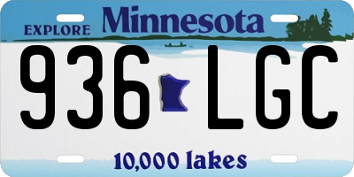 MN license plate 936LGC