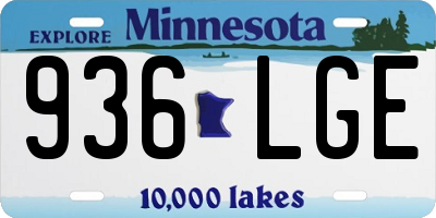 MN license plate 936LGE